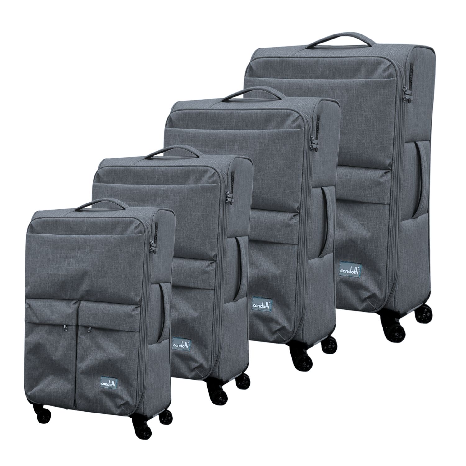 Condotti Pioneer 4 Piece Suitcase Set Soft Shell Spinner Luggage